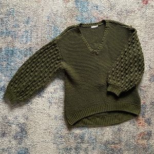 Francesca’s Olive V-Neck Sweater
